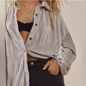 NWT Free People  My  Best top  Velvet Button fFront Top in Winter XL